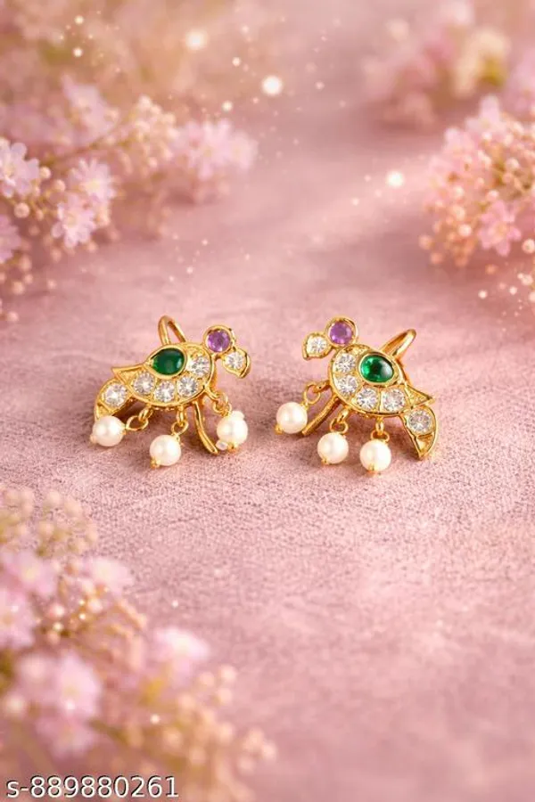 Green_White_Alloy_Parrot_Jadau_Bugadi_Earrings_For_Women