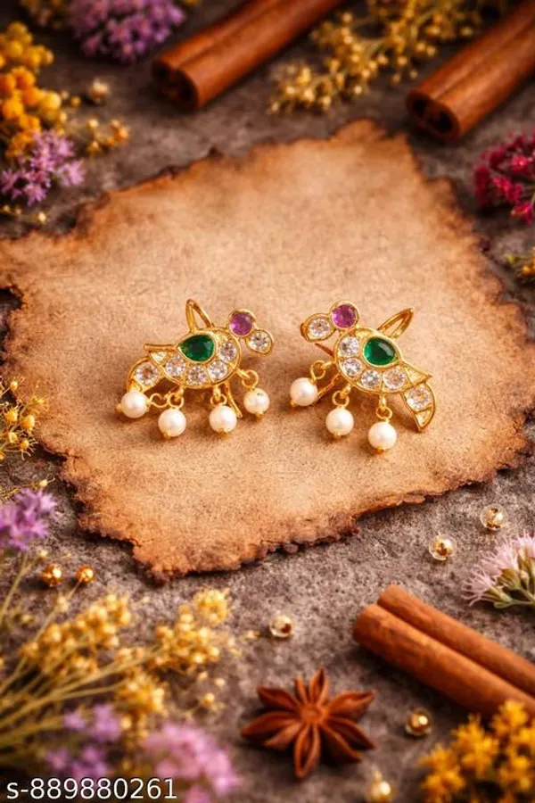 Green_White_Alloy_Parrot_Jadau_Bugadi_Earrings_For_Women