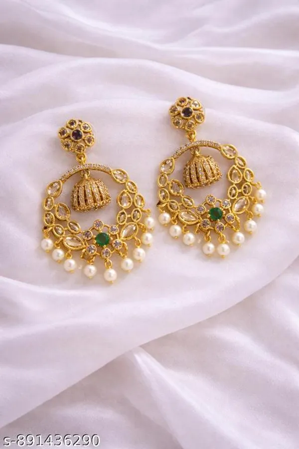 White_And_Golden_Alloy_Kundan_Chandbali_Jhumka_Earrings_For_Women