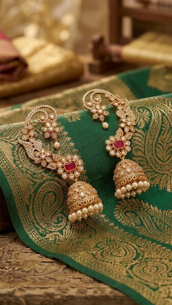 Red_And_Golden_Alloy_Kundan_Jhumka_Earrings_With_Pearl_Drops_For_Women