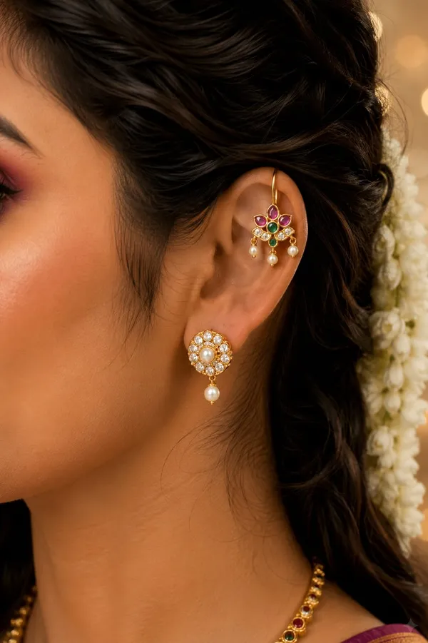Pink_And_Green_Alloy_Gold_Plated_Bugadi_Earrings_For_Women