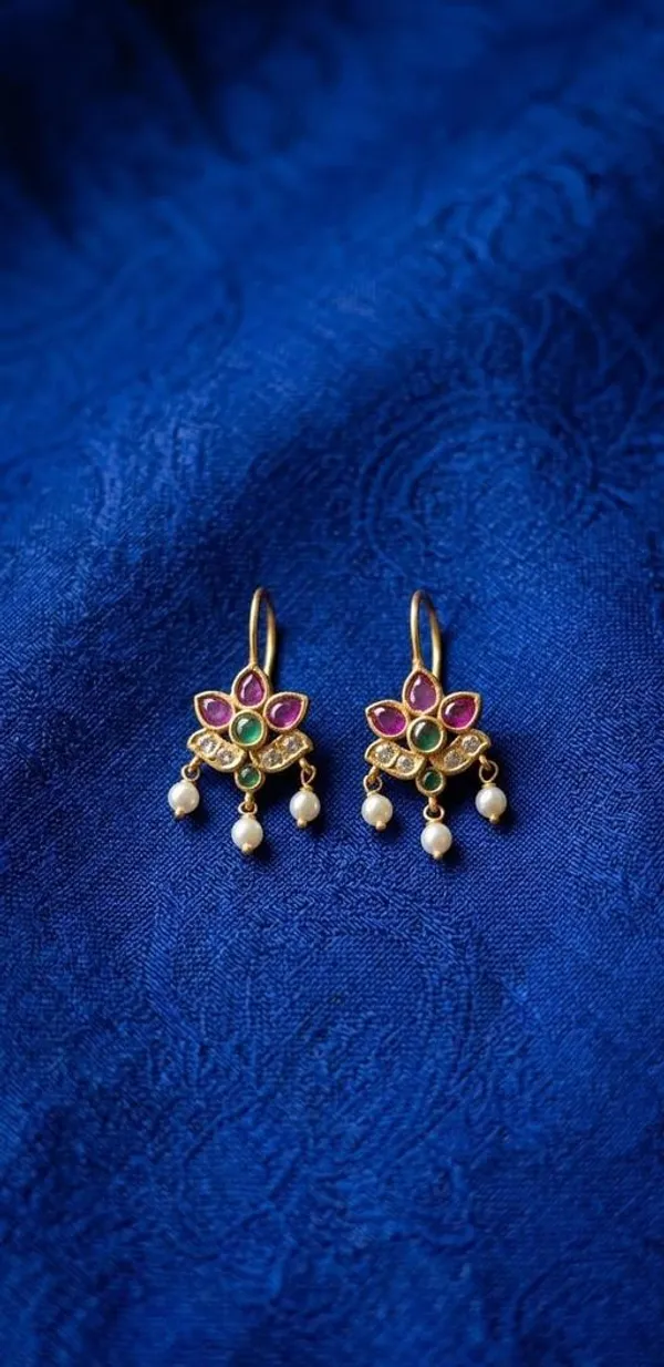 Pink_And_Green_Alloy_Gold_Plated_Bugadi_Earrings_For_Women