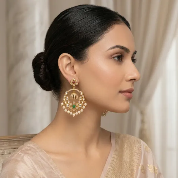 White_And_Golden_Alloy_Kundan_Chandbali_Jhumka_Earrings_For_Women