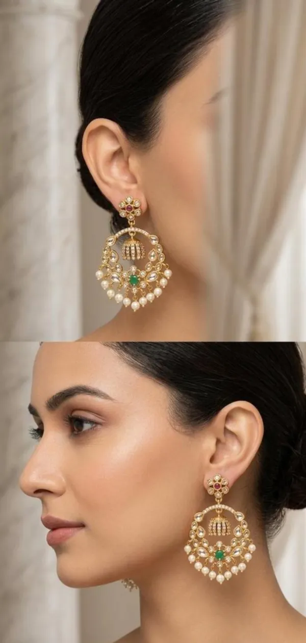 White_And_Golden_Alloy_Kundan_Chandbali_Jhumka_Earrings_For_Women