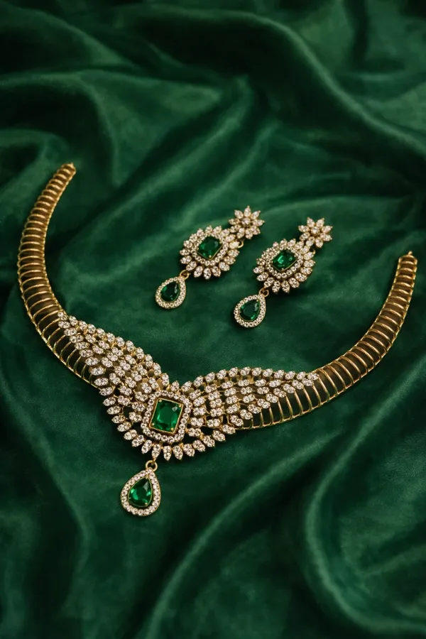 Green_Golden_Alloy_Kundan_Necklace_Set_For_Women