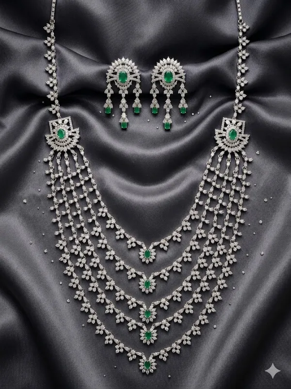 Green_White_Alloy_American_Diamond_Layered_Necklace_Set_For_Women