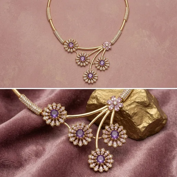 Purple_Golden_Alloy_Floral_Stone_Pendant_Necklace_Set_For_Women