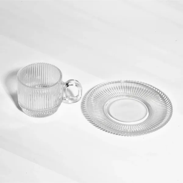 Set_of_6__100ML_Ribbed_Glass_Tea_Cup_&_Saucer_|_Transparent_Coffee_Serving
