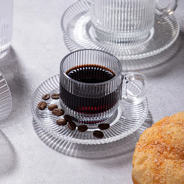 Set_of_6__100ML_Ribbed_Glass_Tea_Cup_&_Saucer_|_Transparent_Coffee_Serving