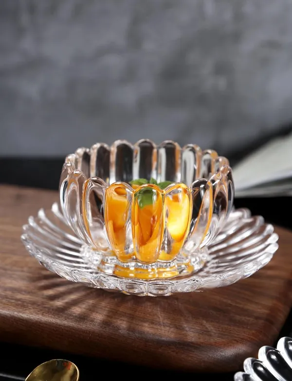 250ML_Flower_Shape_Glass_Bowl_&_Plate_Set_|_Dessert_Serving_Bowl_Pack_of_1