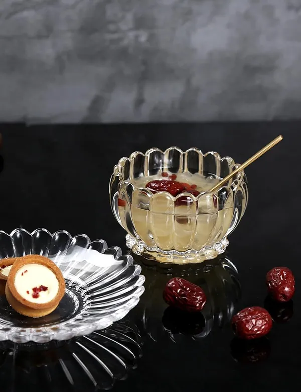 250ML_Flower_Shape_Glass_Bowl_&_Plate_Set_|_Dessert_Serving_Bowl_Pack_of_1