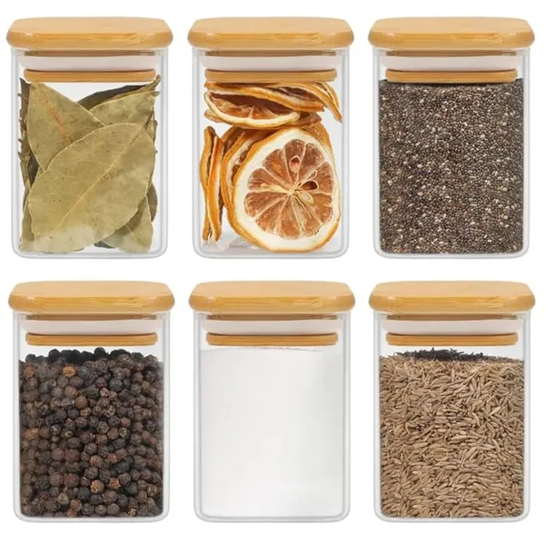 270ML__Small_Square_Glass_Storage_Jar_|_Airtight_Bamboo_Lid_Candy_&_Spice_Container_|_Pack_of_1
