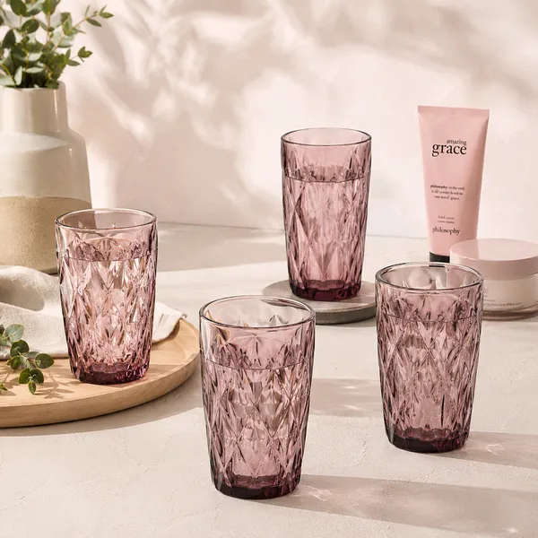 Set_of_6_400ML_Pink_Diamond_Pattern_Water_Glasses_|_Premium_Juice_&_Drinking_Tumblers
