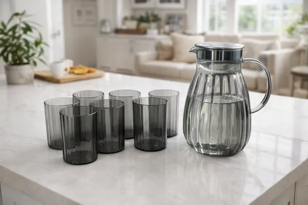 Set_of_7)_Black_Ribbed_Glass_Jug_and_Tumbler_Set,_Water_1_Pitcher_with_6_Glasses_(