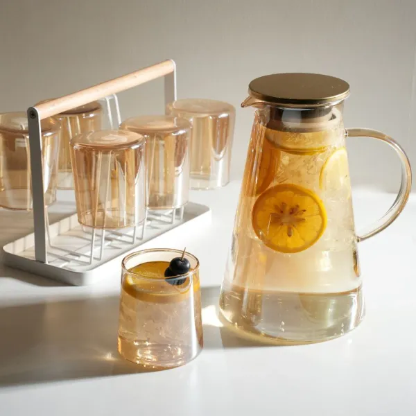 Set_of_7_Yellow_Glass_Drinkware_Jug_&_Glass