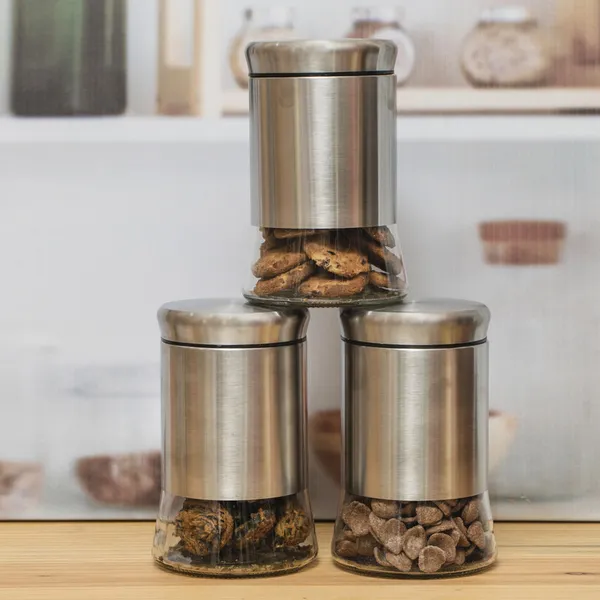 850ML_Silver_Glass_Kitchen_Storage_Containers_Storage_Canister