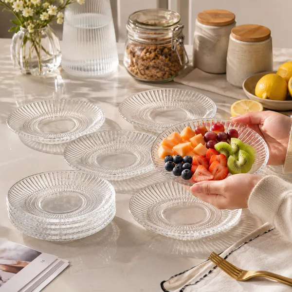Set_of_6_Glass_Saucers,_Clear_Ribbed_Tea_Coffee_Cup_Saucers