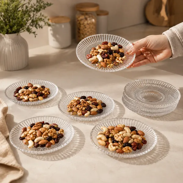 Set_of_6_Glass_Saucers,_Clear_Ribbed_Tea_Coffee_Cup_Saucers