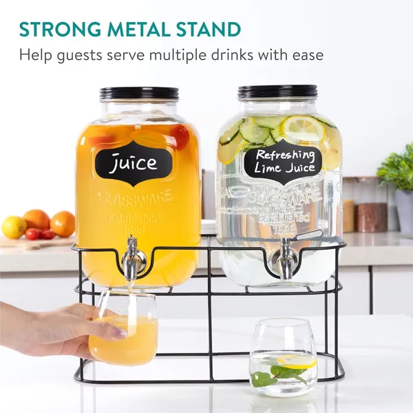 Set_of_2_Transparent__Glass_Drinkware_Drink_Dispenser
