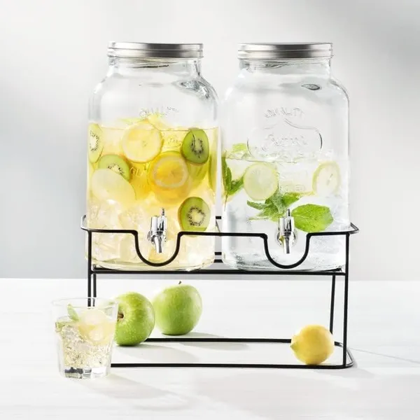 Set_of_2_Transparent__Glass_Drinkware_Drink_Dispenser