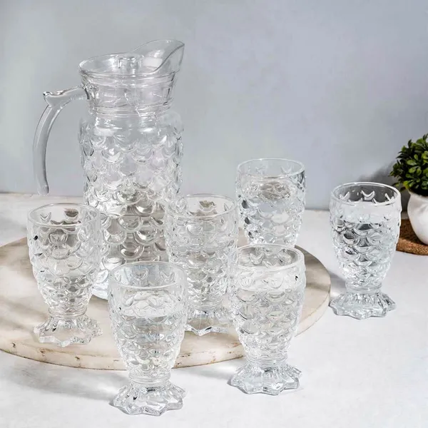 Set_of_7_Transparent__Glass_Drinkware_Jug_&_Glass