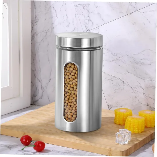 900ML_Silver_Glass_Kitchen_Storage_Containers_Storage_Canister