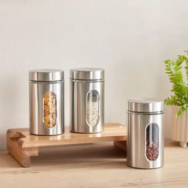 900ML_Silver_Glass_Kitchen_Storage_Containers_Storage_Canister