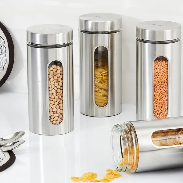 1200ML_Silver_Glass_Kitchen_Storage_Containers_Storage_Canister