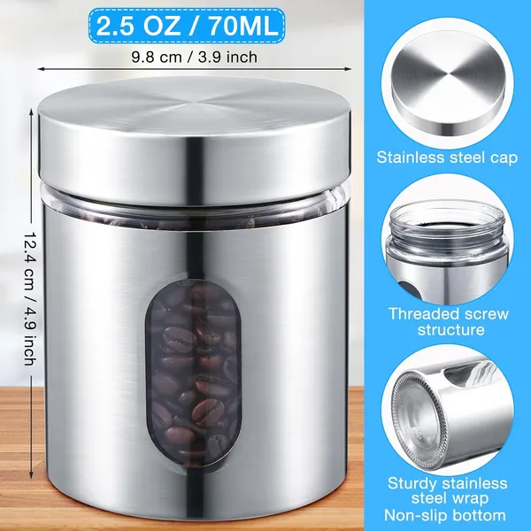 400ML_Steel_Kitchen_Storage_Container_Jar_with_Airtight_Lid_for_Tea,_Coffee_&_Sugar