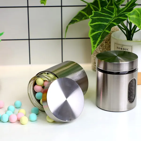 400ML_Steel_Kitchen_Storage_Container_Jar_with_Airtight_Lid_for_Tea,_Coffee_&_Sugar