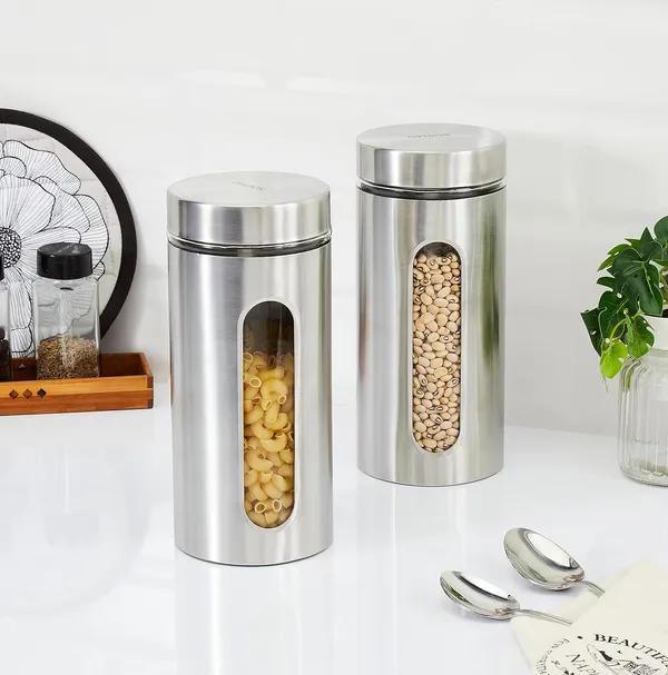 1200ML_Silver_Glass_Kitchen_Storage_Containers_Storage_Canister