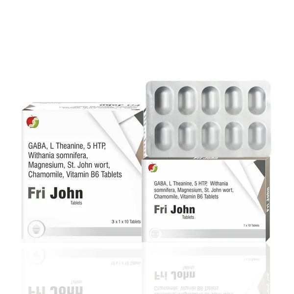 Friska_Fri_John_L-Glutamic_Acid,_L-_Theanine,_L-Tryptohan_,_Withania_somnifera_Magnesium,_St_John_wort,_Chamomile,_Vitamin_B6_Tables_Pack_of_10_-100_Tablets