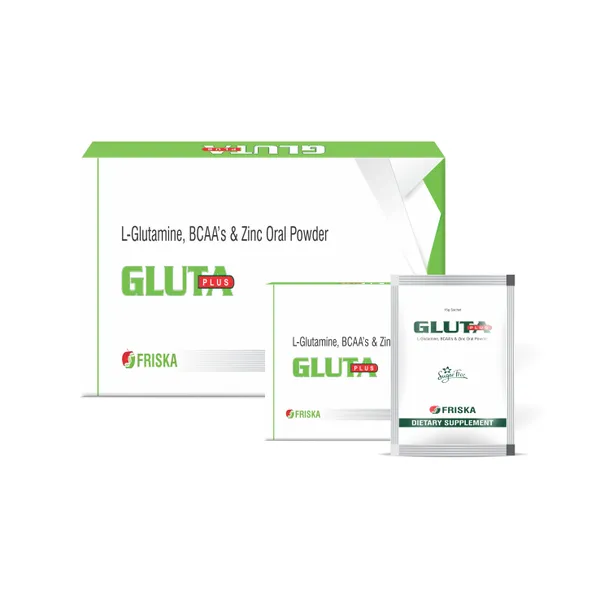 Friska_GLUTA_L-Glutamine,_BCAA's_&_Zinc_Oral_Powder_Sugar_Free_Sachets_Pack_of_10_-_10X1x15g_-_15gm_each