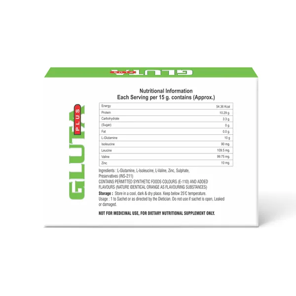 Friska_GLUTA_L-Glutamine,_BCAA's_&_Zinc_Oral_Powder_Sugar_Free_Sachets_Pack_of_10_-_10X1x15g_-_15gm_each