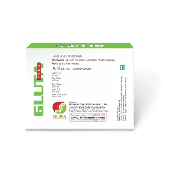 Friska_GLUTA_L-Glutamine,_BCAA's_&_Zinc_Oral_Powder_Sugar_Free_Sachets_Pack_of_10_-_10X1x15g_-_15gm_each