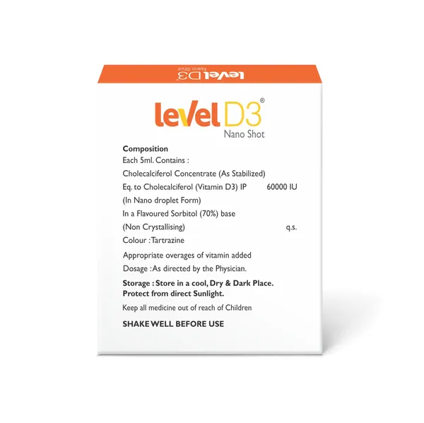 Friska_Level_D3_Nano_Shot-_Vitamin_D3_Oral_Solution-_60000IU/5ml_Flavour_Mango_Sugar_Free_Sachet_Pack_of_5_-_5x5ml_-25ml