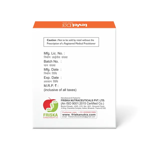 Friska_Level_D3_Nano_Shot-_Vitamin_D3_Oral_Solution-_60000IU/5ml_Flavour_Mango_Sugar_Free_Sachet_Pack_of_5_-_5x5ml_-25ml