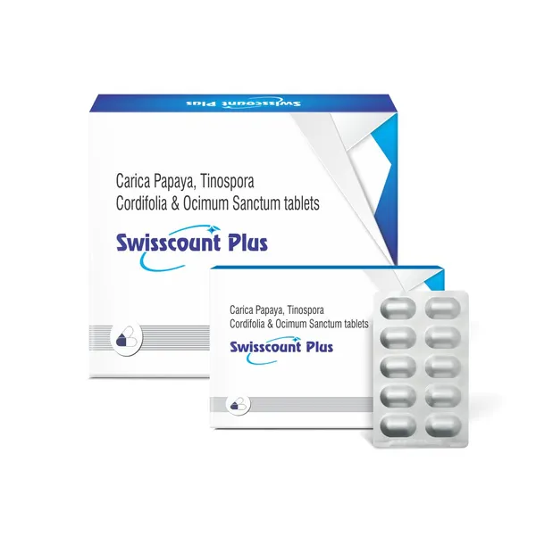 Friska_Swisscount_Carica_Papaya,_Tinospota_Cordifolia_&_Ocimum_Sanctum_Tablets_Pack_of_10_-_10x1x10_Tablet