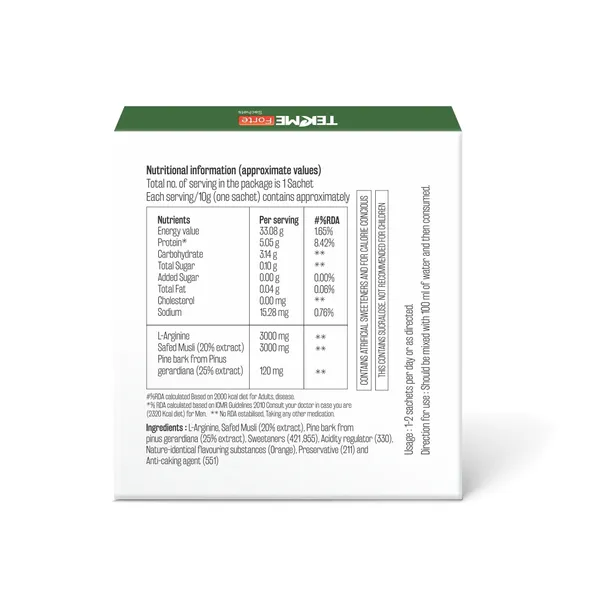 Friska_TKEME_Forte_Granules_of_L-Arginine,_Safed_Musli_(_Chlorophytum_Borivilianum_extract)_&Pine_Bark_Flavour_Orange_Sachets-_Pack_of_10_-_10x1x10gm_-_10gm_Each