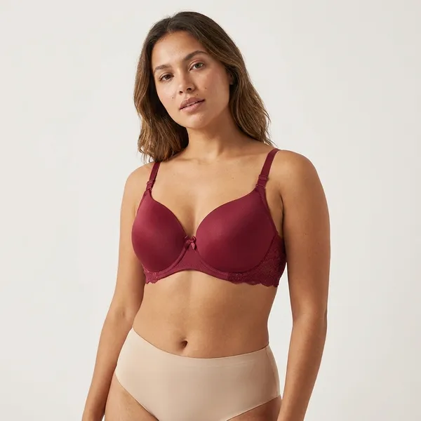 Maroon_Nylon_Lace_Padded_Push-Up_Bra_For_Women