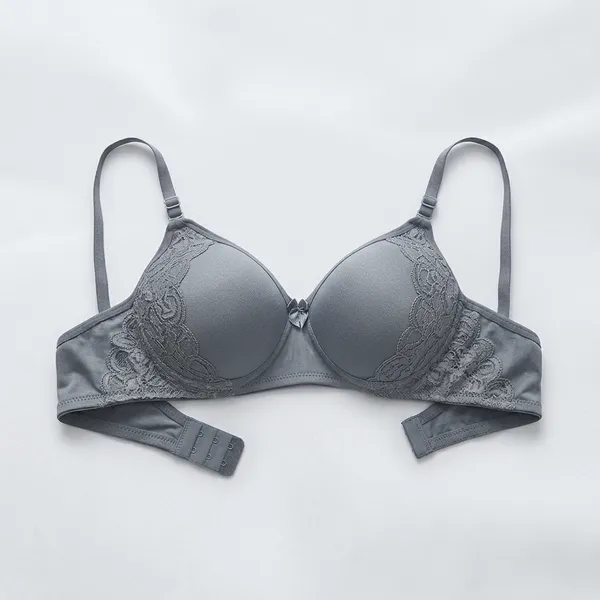 Grey_Nylon_Lace_Padded_Push-Up_Bra_For_Women