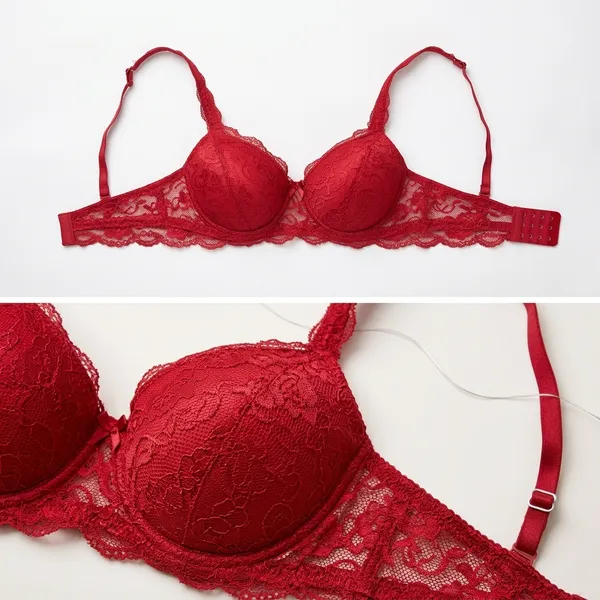 Red_Nylon_Lace_Push-Up_Padded_Bra_For_Women