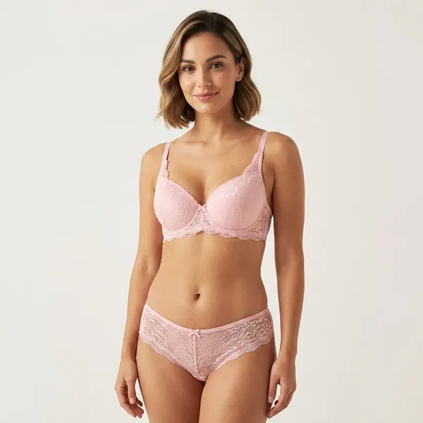Pink_Nylon_Lace_Padded_Push-Up_Bra_For_Women