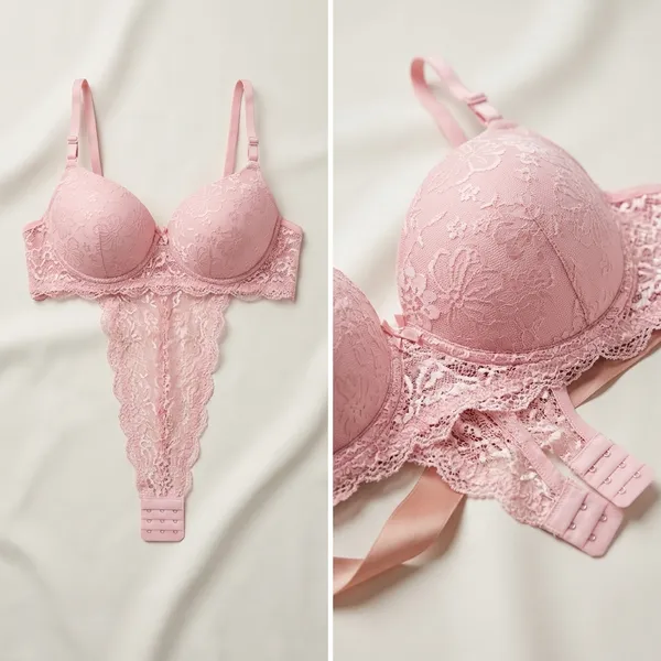 Pink_Nylon_Lace_Padded_Push-Up_Bra_For_Women