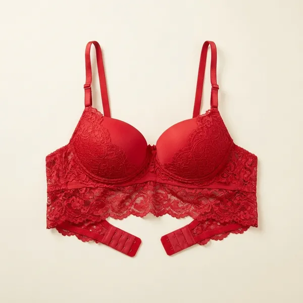 Red_Nylon_Lace_Padded_Bra_And_Panty_Set_For_Women