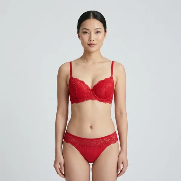 Red_Nylon_Lace_Padded_Bra_And_Panty_Set_For_Women