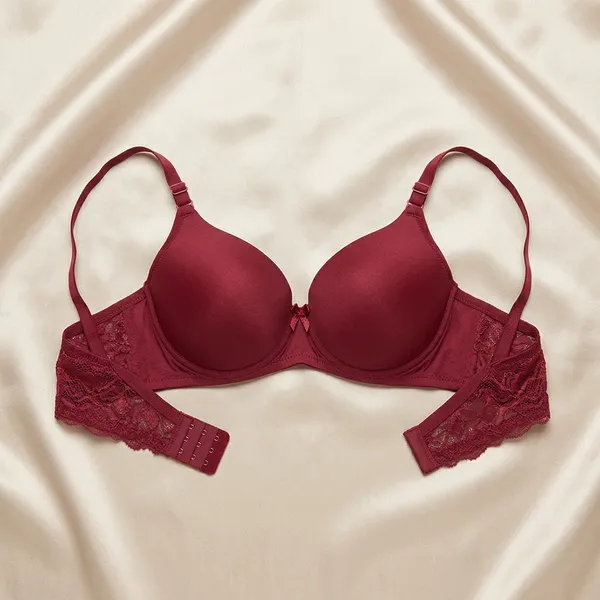 Maroon_Nylon_Lace_Padded_Push-Up_Bra_For_Women