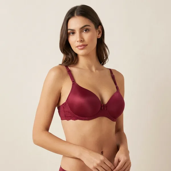Maroon_Nylon_Lace_Padded_Push-Up_Bra_For_Women