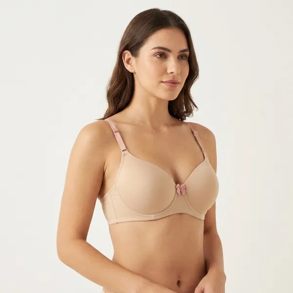 Beige_Nylon_Push-Up_Padded_Bra_For_Women