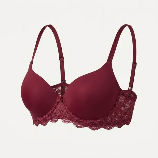 Maroon_Nylon_Lace_Padded_Push-Up_Bra_For_Women